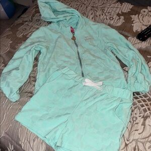 Betsey Johnson Aqua Hoodie and Shorts Set